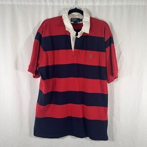 Polo Ralph Lauren Polo Shirt Men's XL Blue Red Striped Short Sleeve Cotton